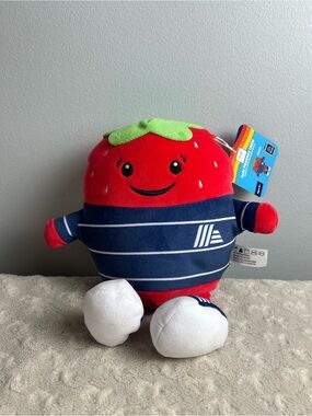 Aldi Produce Crew Sloane Strawberry Plush Stuffed Animal Toy Red Blue Green